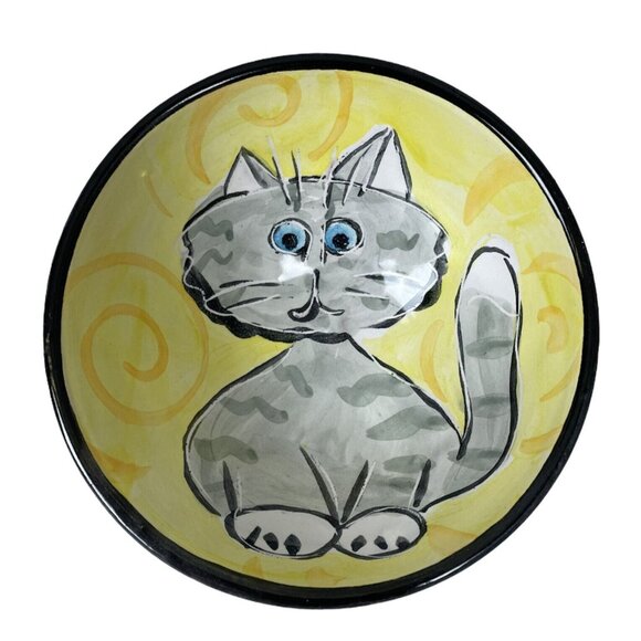 KAREN FIORINO Other - KAREN FIORINO POTTERY Cat And Mouse Bowl Clay Lick Creek Pottery Folk Art 2000